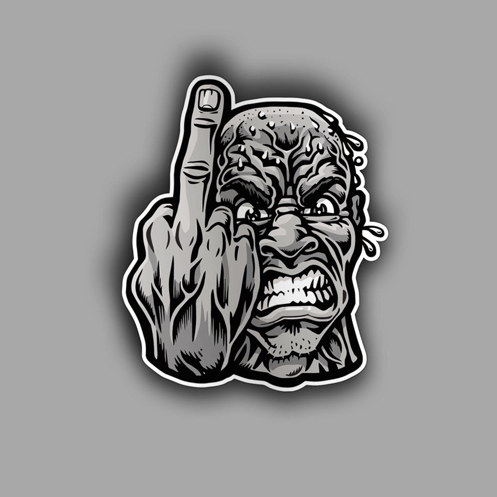 Angry Man Middle Finger - Sticker