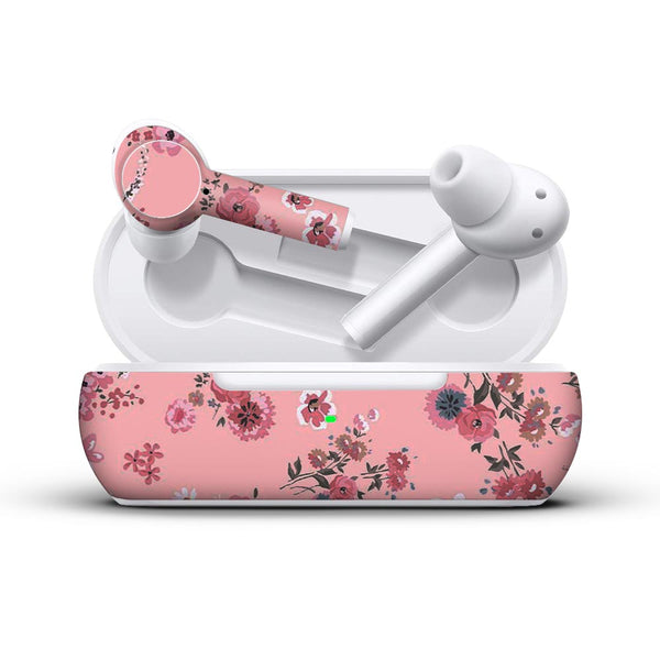 floral pink skin for oneplus buds Z by sleeky india 
