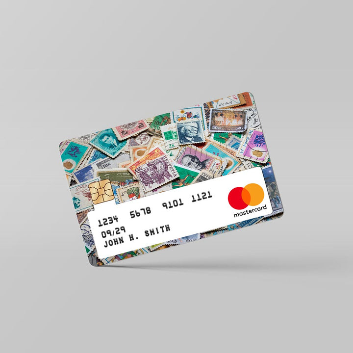 stamps-card-skin By Sleeky India. Debit Card skins, Credit Card skins, Card skins in India, Atm card skins, Bank Card skins, Skins for debit card, Skins for debit Card, Personalized card skins, Customised credit card, Customised dedit card, Custom card skins