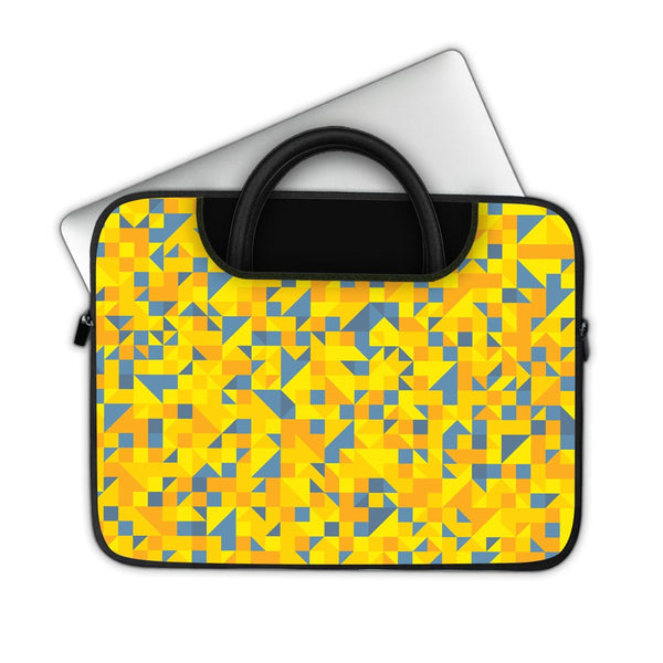 Yellow Triangled Background - Pockets Laptop Sleeve