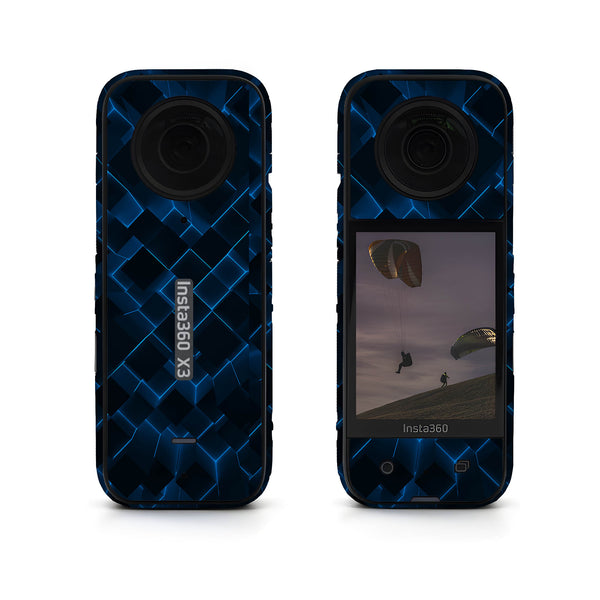 3d Cubes Blue - Insta360 Skin