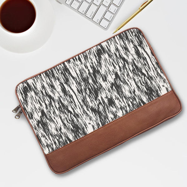 Black And White Glitch - Leather Laptop Sleeves