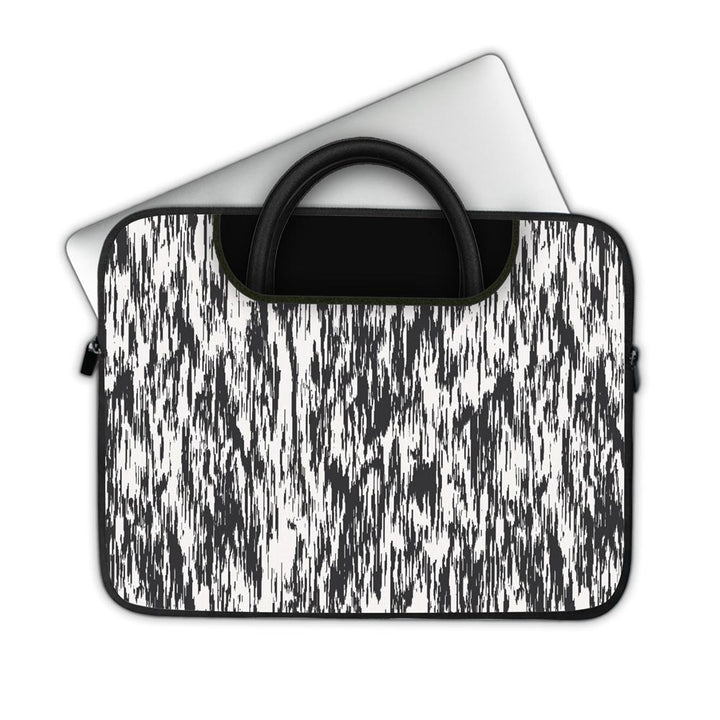 Black And White Glitch Pattern - Pockets Laptop Sleeve