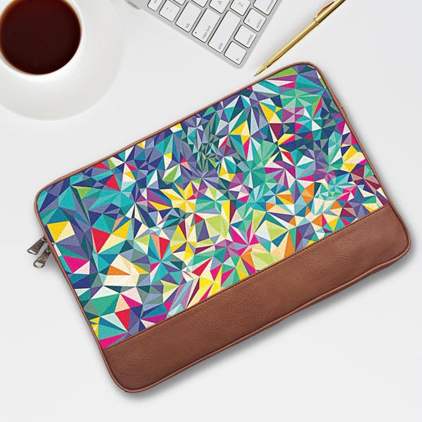 Colorful Geometric Abstract  - Leather Laptop Sleeves