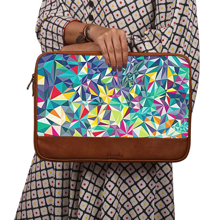 Colorful Geometric Abstract  - Leather Laptop Sleeves