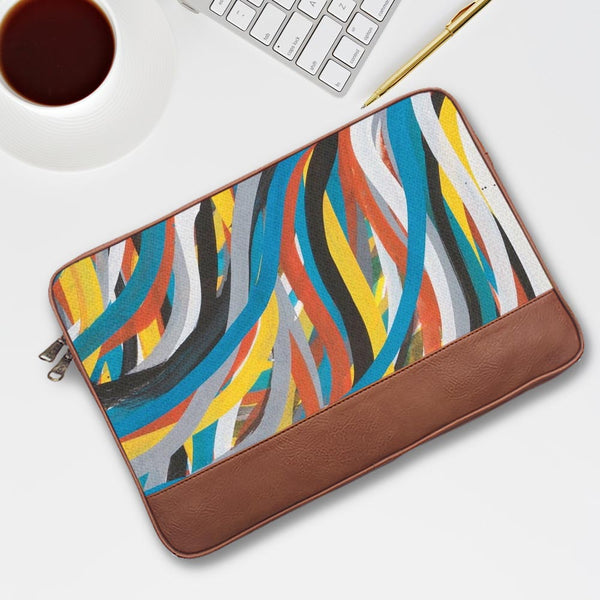 Colorful Stroke Pattern - Leather Laptop Sleeves