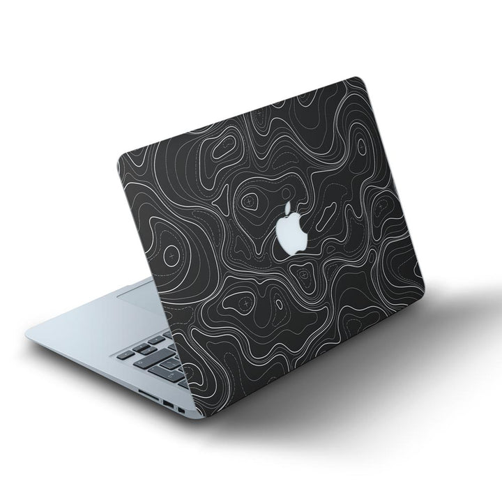 Topographic Black Map MacBook Skins - Main Image