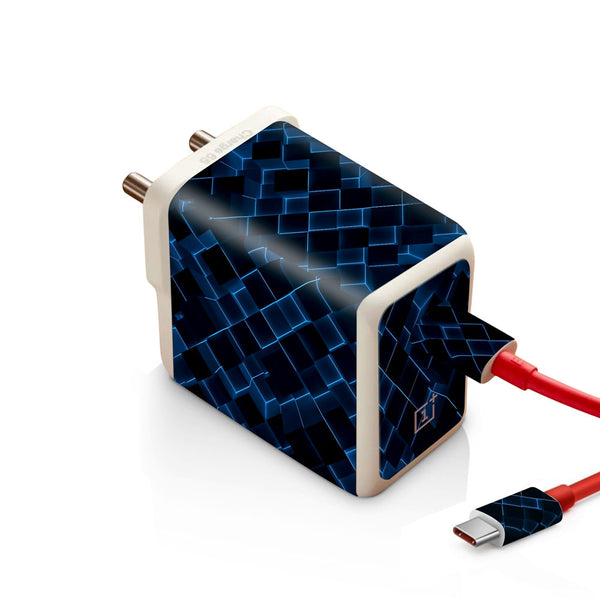 3D Cubes Blue - Oneplus Warp 65W Charger skin