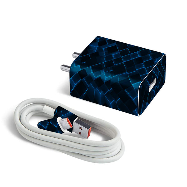 3D Cubes Blue - MI 22.5W & 33W Charger Skin