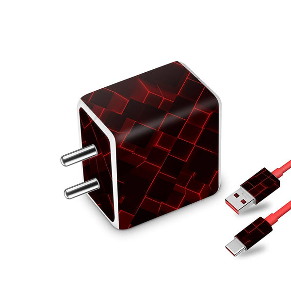 3D Cubes Red - Oneplus Dash Charger Skin