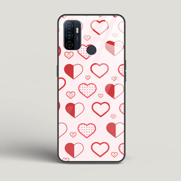 Abstract Heart Pattern - Oppo A53 Glass Gripper Case