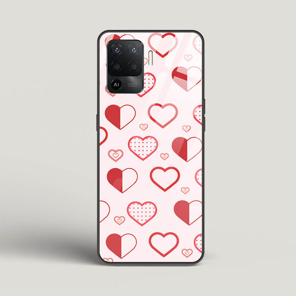Abstract Heart Pattern - Oppo F19 Pro Glass Gripper Case