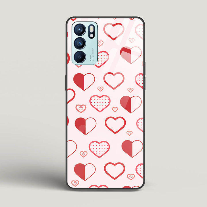 Abstract Heart Pattern - Oppo Reno 6 Glass Gripper Case
