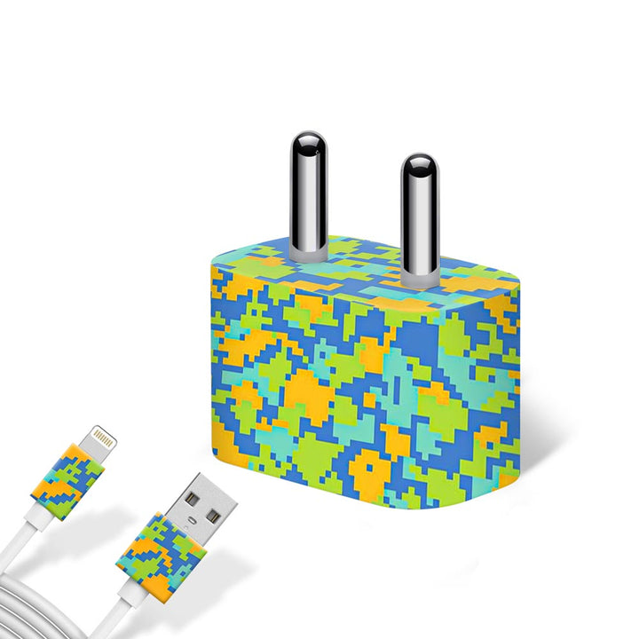 Blue Glitched Pattern Camo - Apple charger 5W Skin