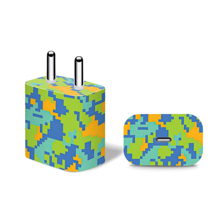 Blue Glitched Pattern Camo - Apple 20W Charger Skin