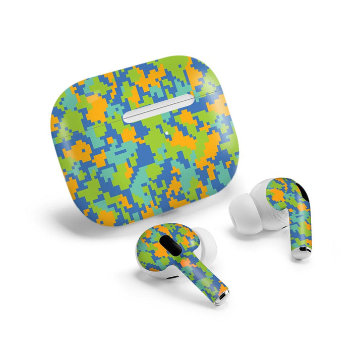 Blue Glitched Pattern Camo - Airpods Pro 2 Skin