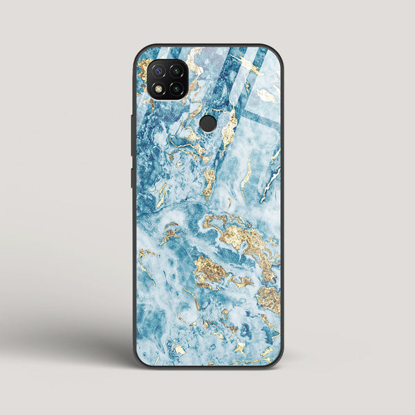 Blue & Gold Marble - Redmi 9 Glass Case