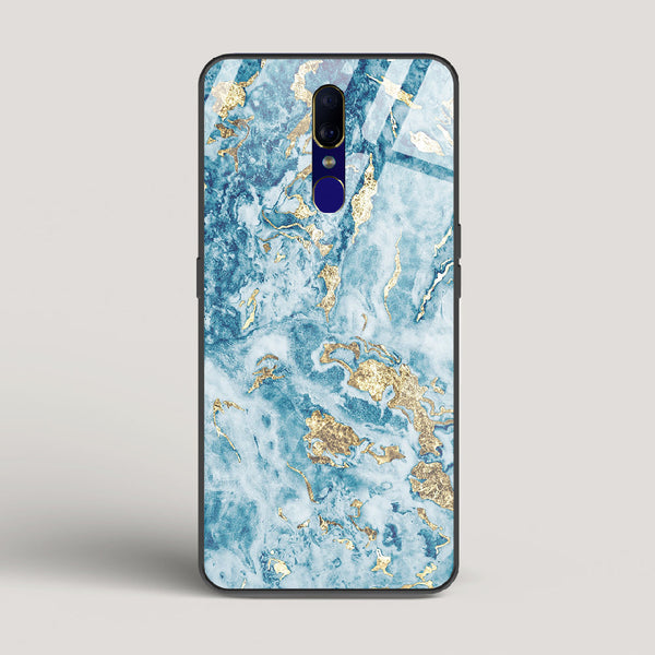 Blue & Gold Marble - Oppo F11 Glass Case