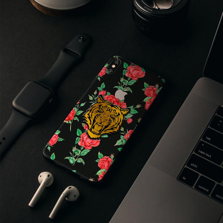 Gold 3d Floral Tiger - Mobile Skin by sleeky india 