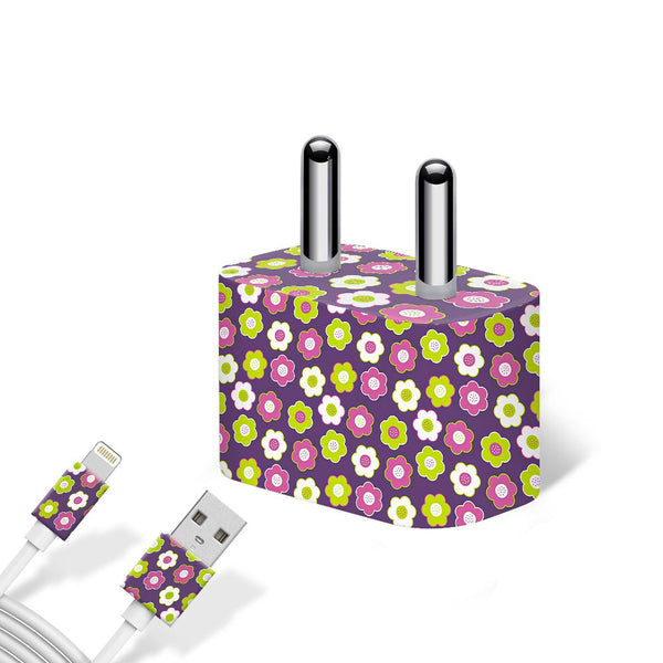 Flower-Iris - charger skins for apple charger 5W by Sleeky India