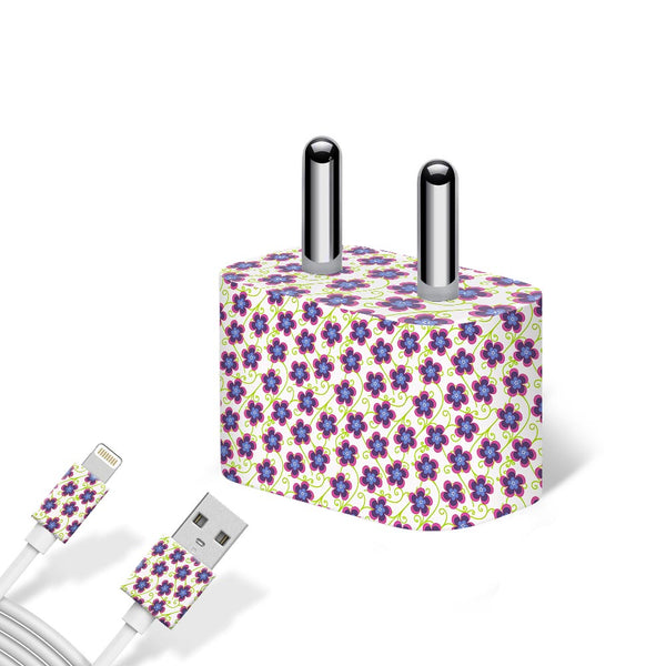Flower-Lavender - charger skins for apple charger 5W by Sleeky India