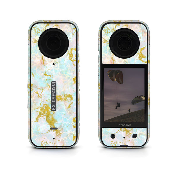 Glitter Gold Marble Insta360 Skin