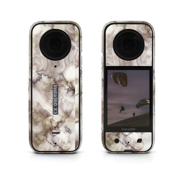 Glossy Brown Marble Insta360 Skin