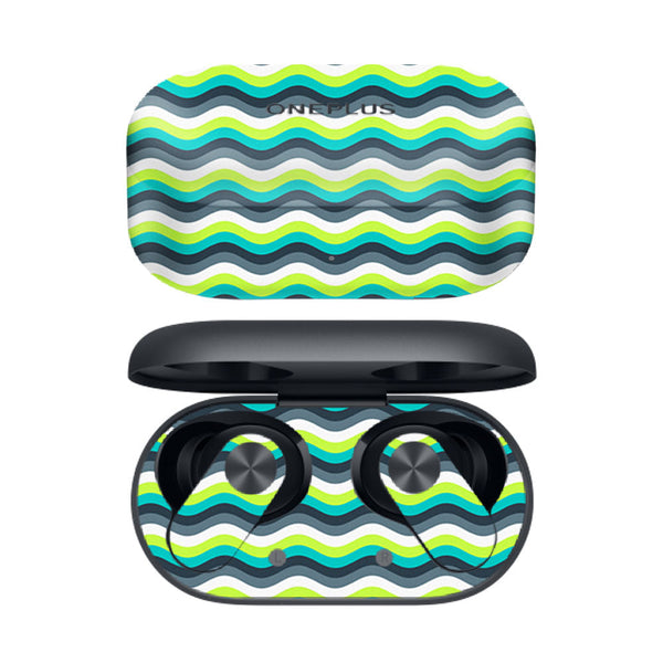 Green  Yellow Waves - OnePlus Nord Buds 2 Skins