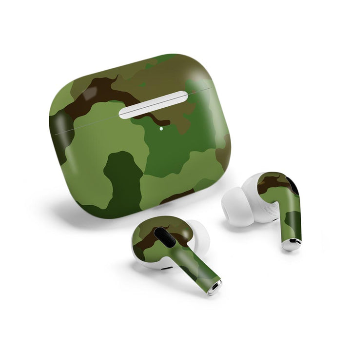 green seamless camo airpods pro skin by sleeky india