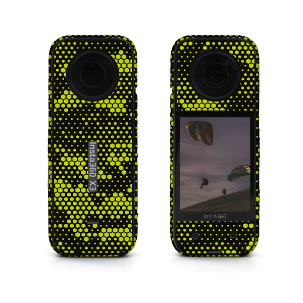 Green Neon Hive Camo Insta360 Skin