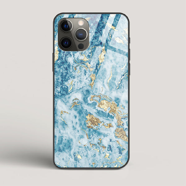 Blue & Gold Marble - iPhone 12 Pro Max Glass Case