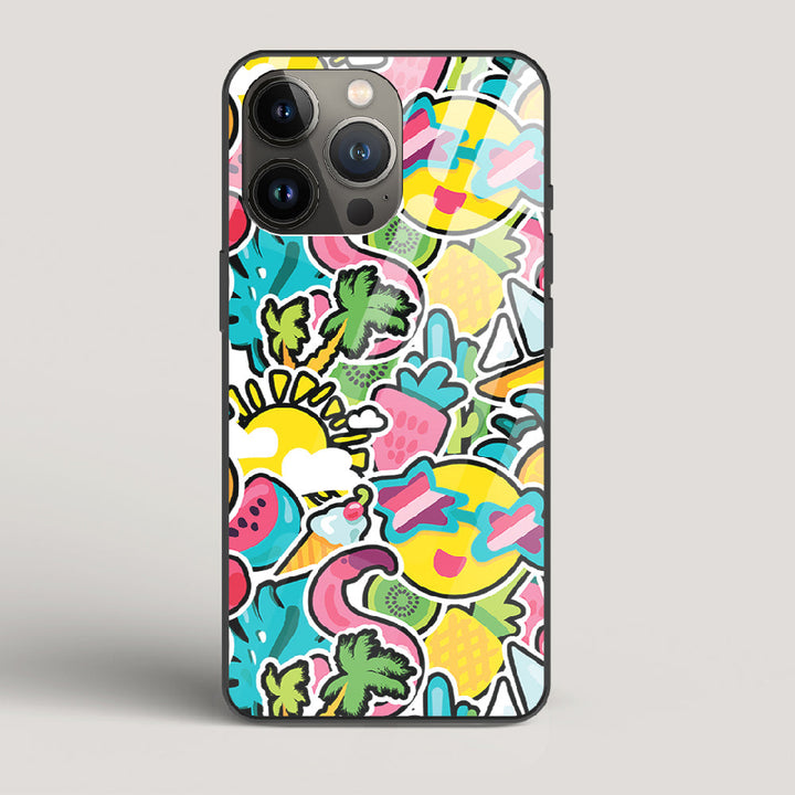 Tropical Summer Patterns - iPhone 13 Pro Max Glass Case