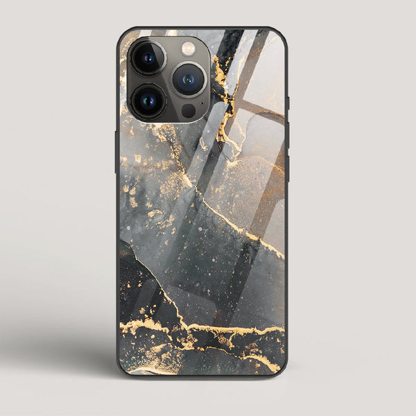 Black Gold Marble - iPhone 13 Pro Max Glass Case