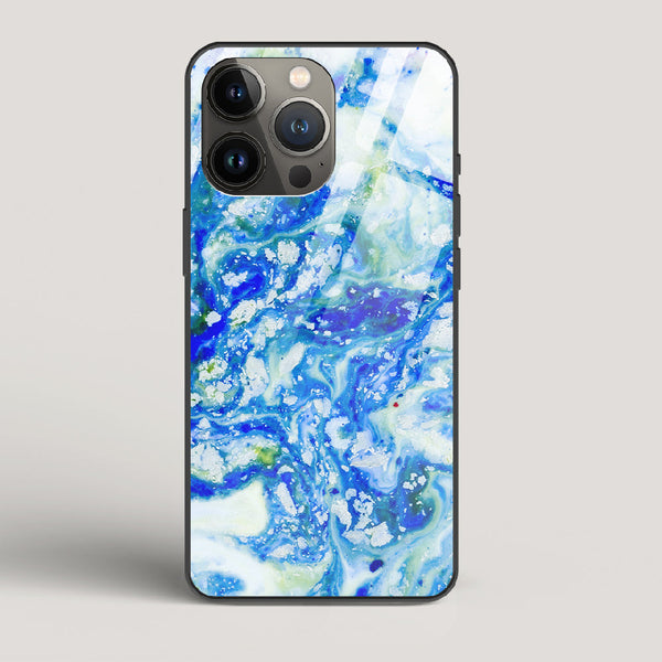 Blue Acid Marble - iPhone 13 Pro Max Glass Case