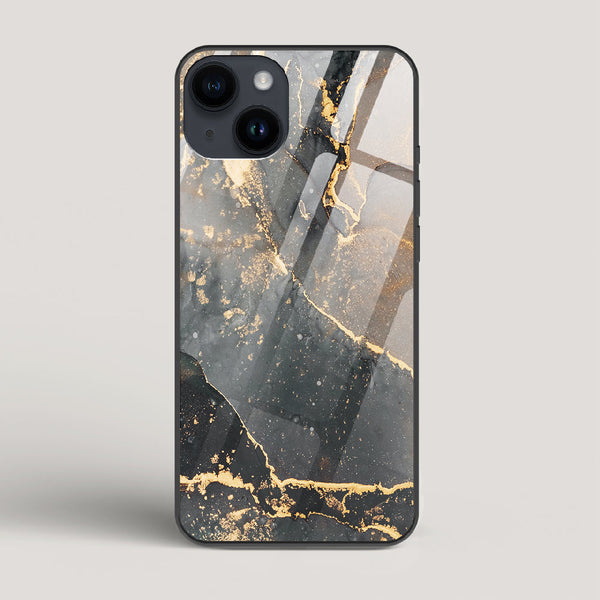 Black Gold Marble - iPhone 14 Glass Case