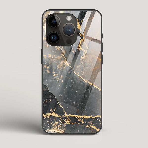 Black Gold Marble - iPhone 14 Pro Glass Case