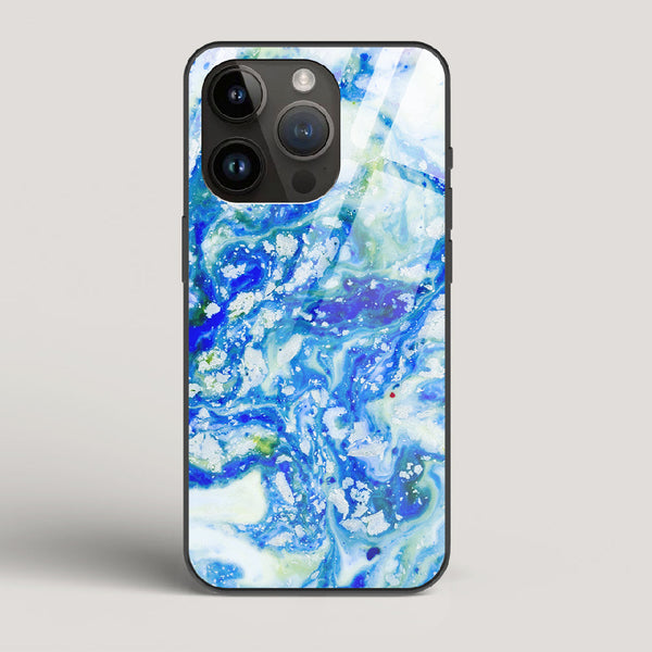 Blue Acid Marble - iPhone 14 Pro Glass Case