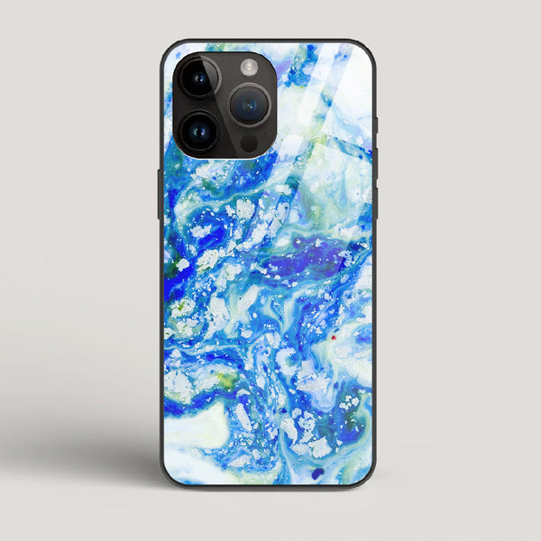 Blue Acid Marble - iPhone 14 Pro Max Glass Case