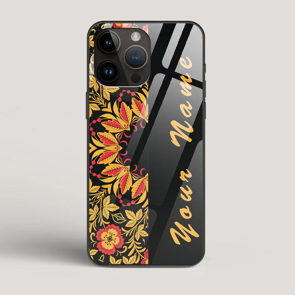 Khokhloma Design 2 Name Edition - iPhone 14 Pro Max Glass Case