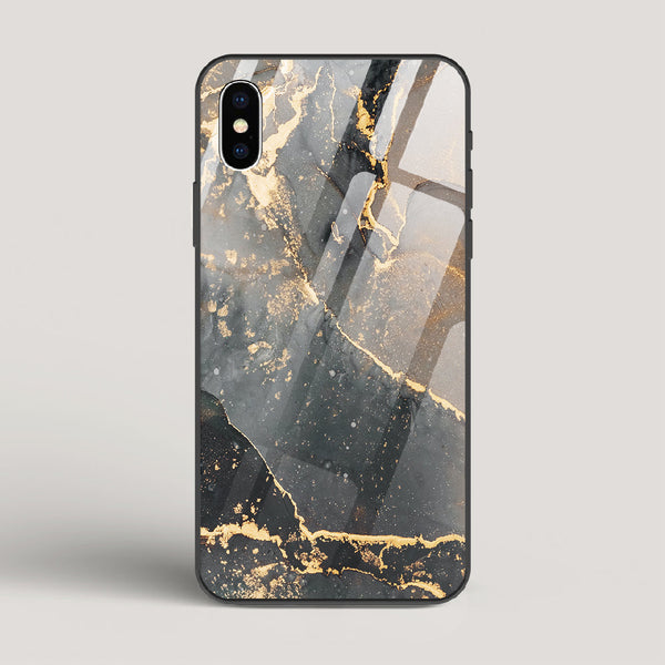 Black Gold Marble - iPhone X Glass Case