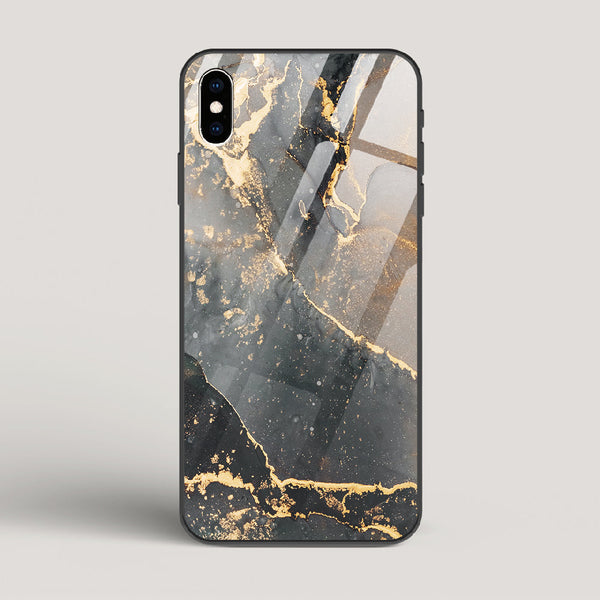 Black Gold Marble - iPhone XS Max Glass Case