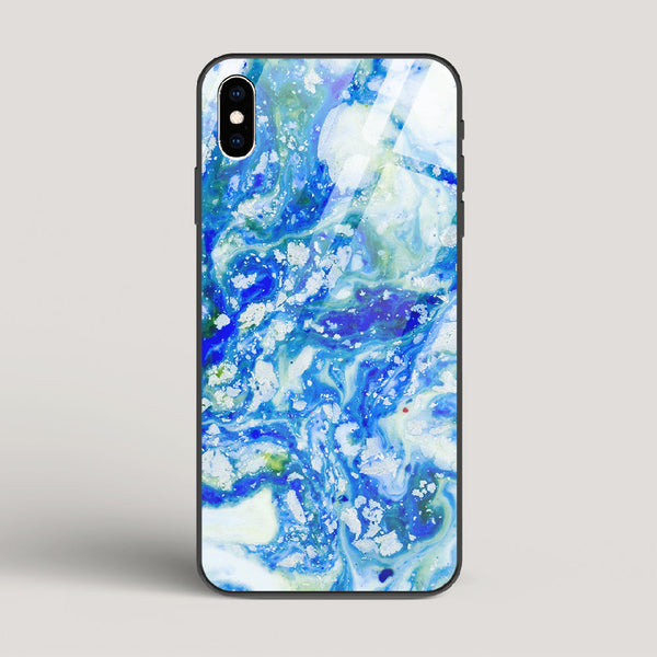 Blue Acid Marble - iPhone XS Max Glass Case
