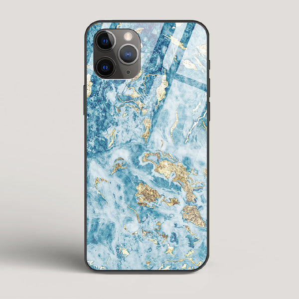 Blue & Gold Marble - iPhone 11 Pro Glass Case