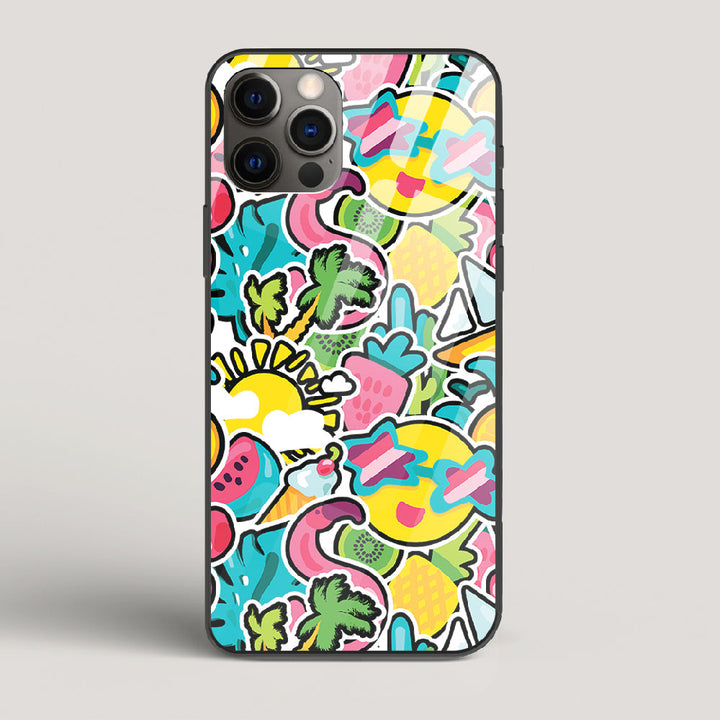 Tropical Summer Patterns - iPhone 12 Pro Glass Case