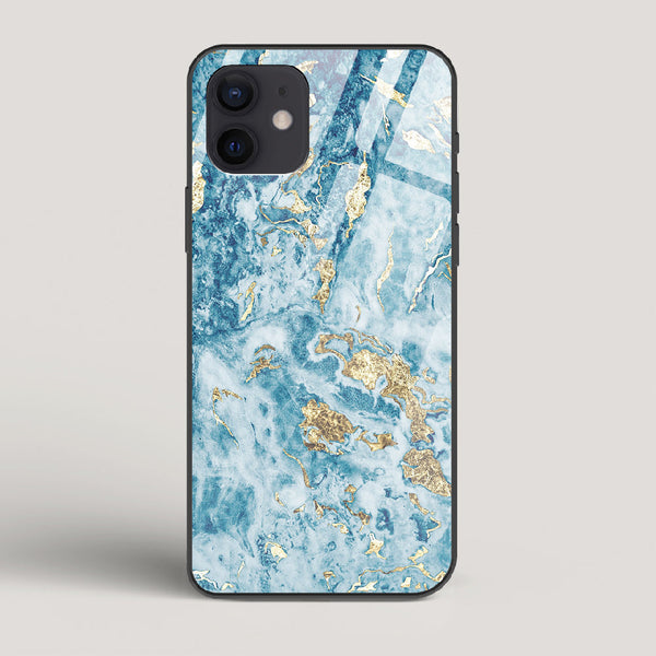 Blue & Gold Marble - iPhone 12 Glass Case