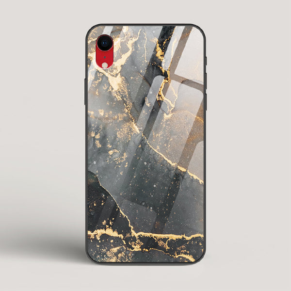 Black Gold Marble - iPhone XR Glass Case