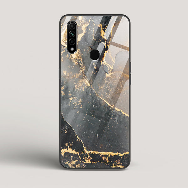 Black Gold Marble - Oppo A8 Glass Case