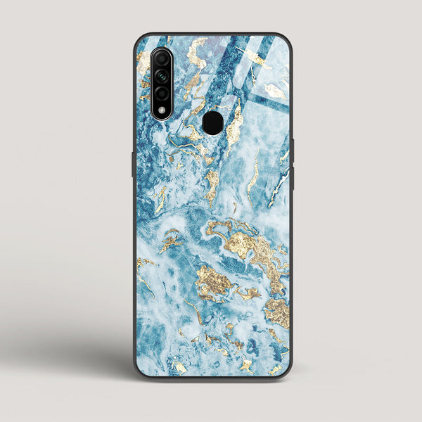 Blue & Gold Marble - Oppo A8 Glass Case
