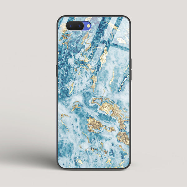 Blue & Gold Marble - Oppo A3s Glass Case