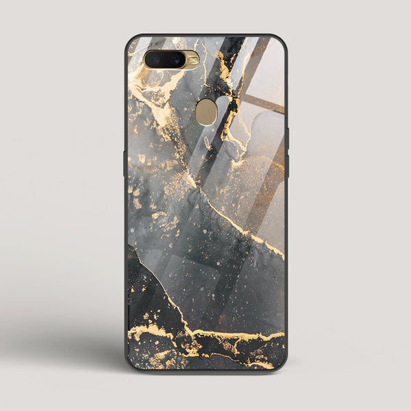 Black Gold Marble - Oppo A7  Glass Case